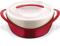 Pinnacle Large Insulated Casserole Dish with Lid 2.6 qt. Elegant Hot Pot Food Warmer/Cooler -Thermal Soup/Salad Serving Bowl Stainless Steel Hot Food Container–Best Gift Set for Moms –Holidays Red