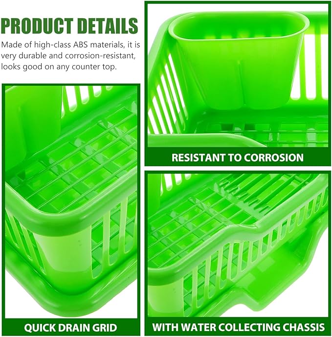 IMIKEYA Green Dish Rack Dish Drainers Kitchen Sink Drying Rack Plastic Household