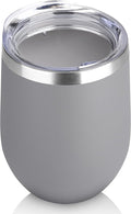 DOMICARE Stainless Steel Wine Tumbler Bulk with Lid, Personalized Insulated Tumblers Set, 12oz Travel Coffee Cups Pack of 1, Gray