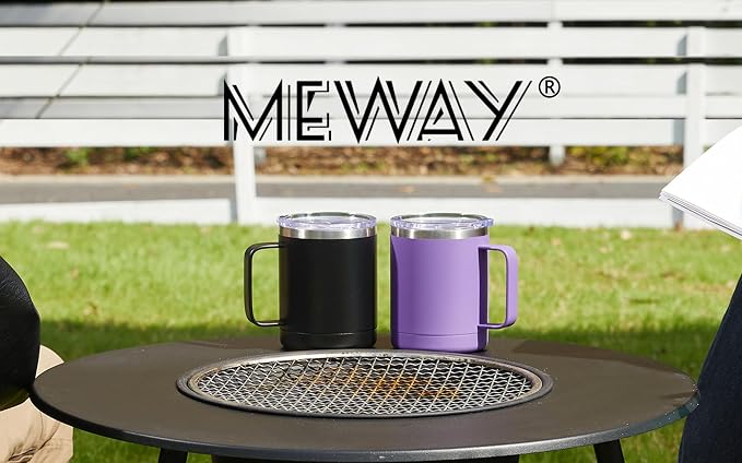 MEWAY 12oz Coffee Mug With Handle 4 Pack Bulk,Stainless Steel Insulated Travel Tumblers With Sliding Lid,Double Wall Vacuum Camping Cup for Hot & Cold Drinks Tea (Sliver,Set of 4)