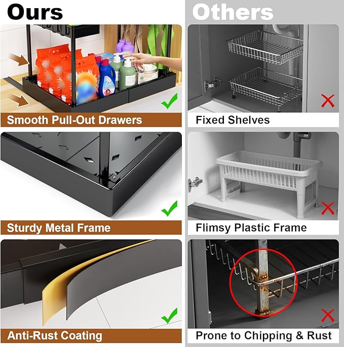 Expandable Under Sink Organizers + Dish Drying Rack