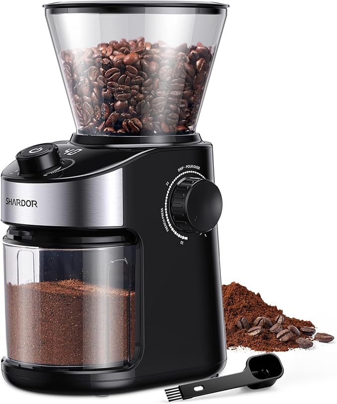 SHARDOR Burr Coffee Grinder Electric with 32 Grinding Sizes Bundled with SHARDOR 10-Cup Coffee Maker, Programmable Drip Coffee Machine with 2–10 Cup Setting