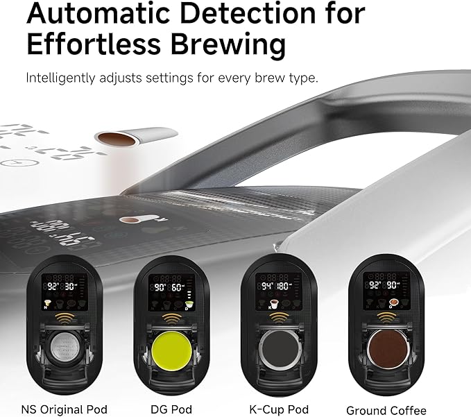 HIBREW H6 6-in-1 Pod Coffee Maker, Express Capsule Espresso Machine, compatible with Kcup*/Nes*/DG*/Espresso Powder. Suitable for Hotels, Homes, and Offices.