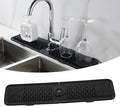 24 inch Silicone Faucet Splash Guard Black Kitchen Sink Mat Dish Drying Mats Sponge Holder and Bathroom Countertop Protect Kitchen Sink Splatter Screen Faucet Air Drying Mat Drip Catcher Tray