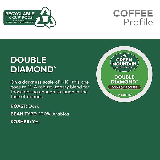 Green Mountain Coffee Roasters Double Diamond, Single-Serve Keurig K-Cup Pods, Dark Roast Coffee Pods, 72 Count