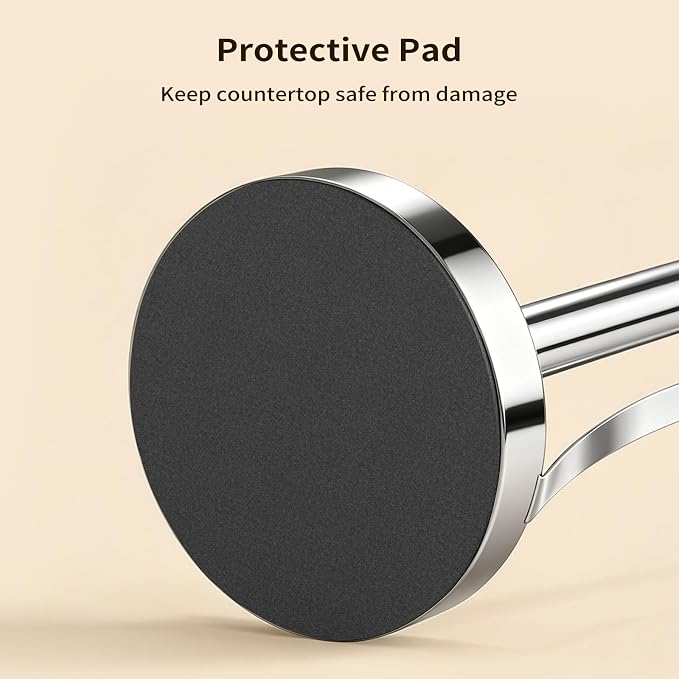 YUMORE Heavy Duty Stainless Steel Paper Towel Holder – Easy One-Handed Tear, Weighted Base Non-Slip, Tension Arm Prevents Unraveling, Countertop Paper Stand for Kitchen, Fits Most Size Rolls (Chrome)