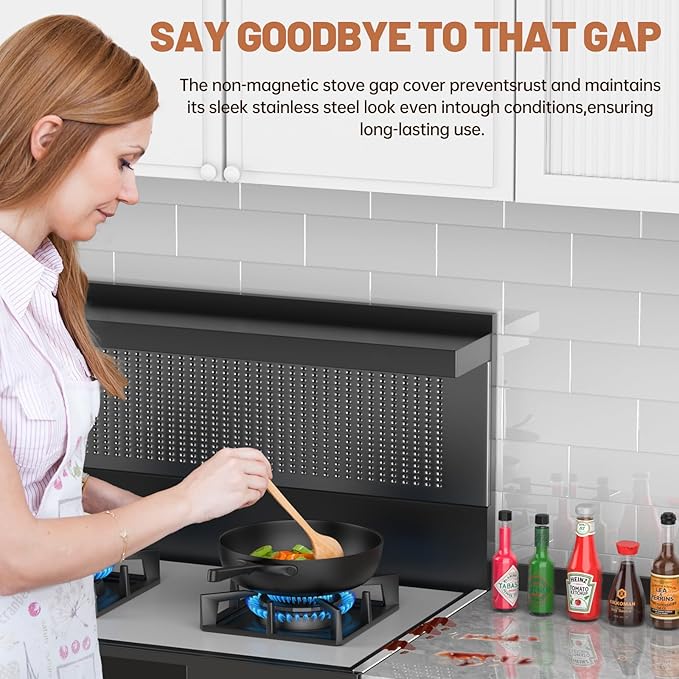Stove Gap Covers 316 Stainless Steel,Stove Gap Filler,Heat-Resistant Oven Side Gap Filler,Between Stove and Counter Slide In Range Trim Kit for Kitchen,2 Pack (23.2” Silver)