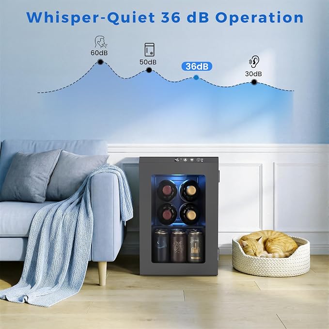 Electactic Wine Cooler Refrigerator with Glass Door, Mini Wine Fridge for Red, White and Champagne, Built-in Wine Cellar, 40-61F Digital Temperature Control, Indoor Use