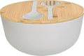 LOVYANXUE Bamboo Fiber Salad Bowl with Servers Set Large 9.8inches Nature Bamboo Mixing Bowl with Servers with Lid Spoon and Fork for Fruits,Salads and Vegetables