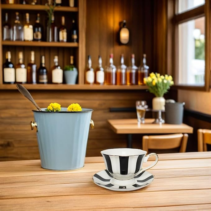 Hemoton Polka Dot Cup and Saucer Set 5.51 Inch Ceramic Coffee Mug with Comfortable Grip for Latte Cappuccino Tea Serving European Style