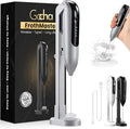GOCHA | FrothMaster X2 Rechargeable Milk Frother – 2-Speed Handheld Foam Maker for Coffee, Lattes, Matcha – USB-C Charging, Stainless Steel Whisk, Stand Included (Silver)