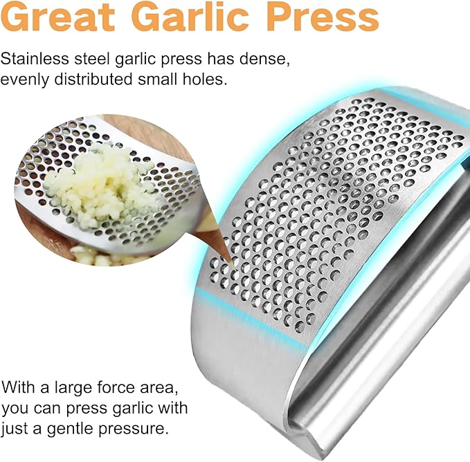 Product Image LANGMINGDE 316 Stainless Steel Meat Tenderizer Tool and Garlic Press Rocker