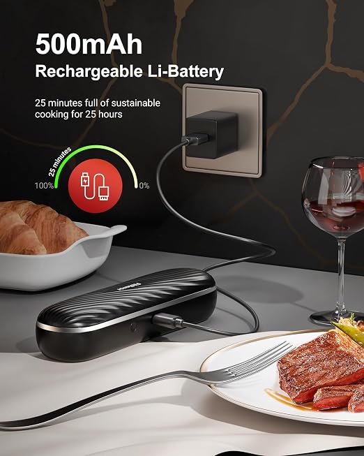 Bluetooth Meat Thermometer Wireless Probe for Smoker 500ft, Fitflavor Digital Grill Meat Thermometer Wireless for Grilling BBQ Cooking Oven, Rechargeable Batterry, IP67 Waterproof