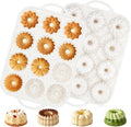 Vinino 3 Inch Silicone Mini Fluted Tube Cake Pan with Metal Reinforced Frame, 4 Different Shapes, 12-Cavity Mini Flan Mold, Nonstick Baking Pan for Mini Donuts, Jello, Pudding, Brownies, 2 Pack