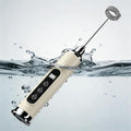 YUSWKO Beige Milk Frother Wand for Coffee, Handheld Coffee Frother, Rechargeable Drink Mixer, Waterproof Electric Whisk