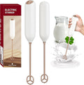 Electric Milk Frother, Handheld Milk Foam Maker with 1W High-Torque Motor, White, Food Grade Material, One-Button Operation, for Coffee Drinks and Baby Food