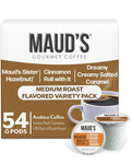Maud's Salted Caramel, Sweet Hazelnut & Cinnamon Roll Flavored Pods Bundle, 54 ct, Medium Roast Flavored Coffee in Single Serve Pods – 100% Arabica Coffee, Compatible with Keurig K Cups Maker