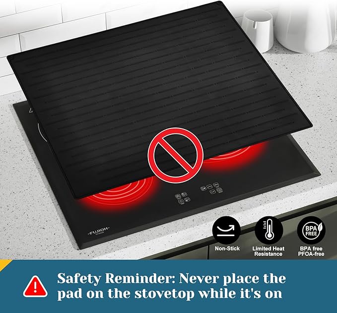 Cook's Aid Stove Top Cover for Electric Stove 20x28 Inch - Silicone Stove Mat for Glass Top Stove, Glass Cooktop Protector, Dish Mat Drying Kitchen Mat