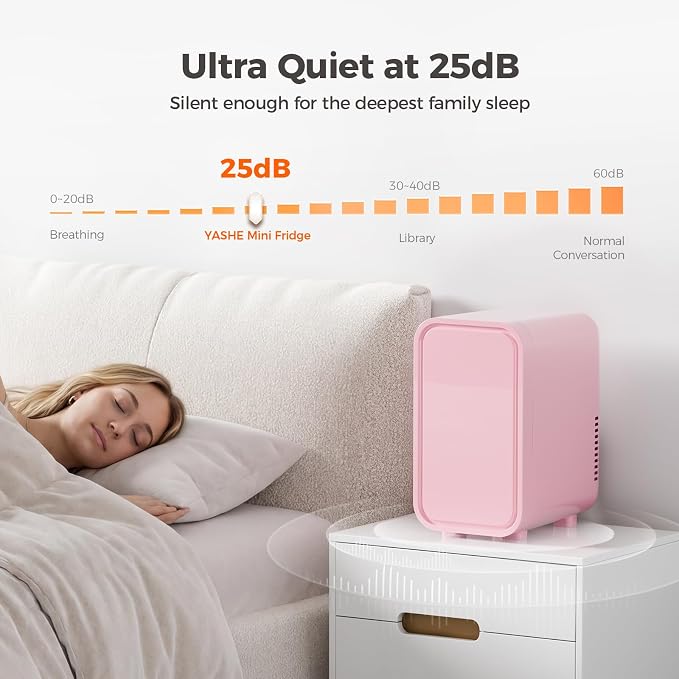OSTBA Mini Fridge for Skincare, 6 Liter/8 Can 110V AC/DC Portable Thermoelectric Cooler Refrigerators for Bedroom, Skincare, Beverage, Office, Dorm Room and Car, Pink