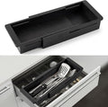 LemonRoad 1 Pcs Sliding Drawer Organizer Bin Bamboo Drawer Expandable Bins Utensil Organizer for Kitchen Spoons Forks Knives (Black)