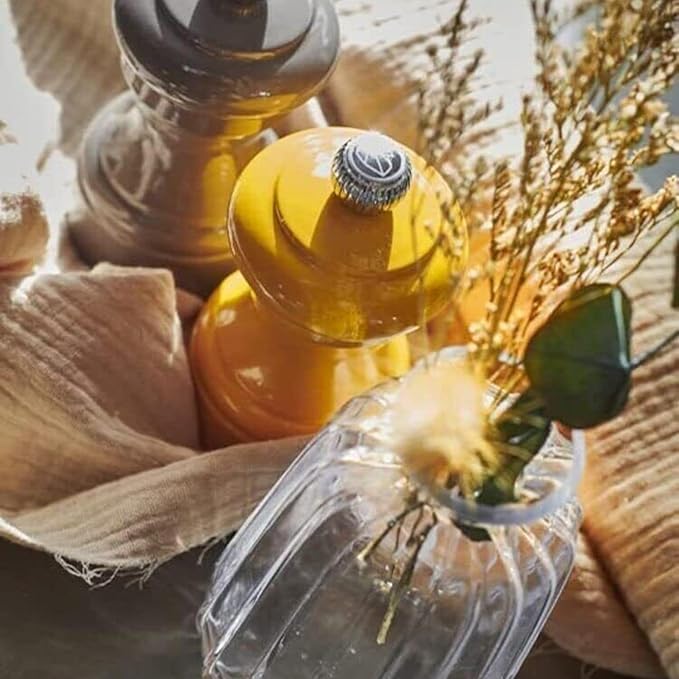 Peugeot Bistro Pepper and Salt Mill Set, 4in - Beechwood Mills with Adjustable Grinding - For Peppercorns and Rock Salt, Corrosion-Resistant - Essential Kitchen Tools (Black/Saffron)
