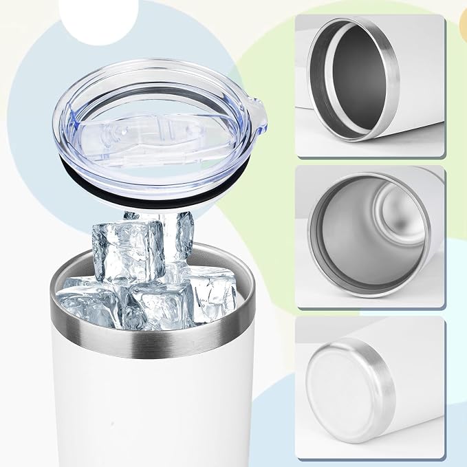 20oz Tumbler with Lid Stainless Steel Insulated Tumblers Travel Coffee Tumbler Bulk Double Wall Vacuum Insulated Water Cup Gifts for Christmas Women Men Her Him Home Office(White, 6pack)