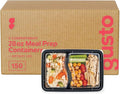 GUSTO [28 oz - Case of 150 2-Compartment Meal Prep Containers with Lids – Reusable, Microwaveable, Dishwasher & Freezer Safe, BPA-Free Food Storage Boxes for Portion Control (Formerly Comfy Package)