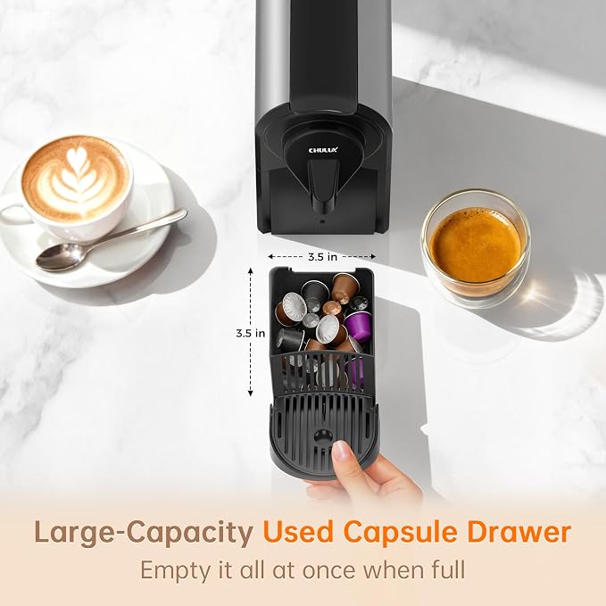 CHULUX Upgrade Bafè-Pro Espresso Coffee Maker for Nes Original Pods, Compact Espresso Machine for Small Space, 20 Bar Fast Extraction, Gray
