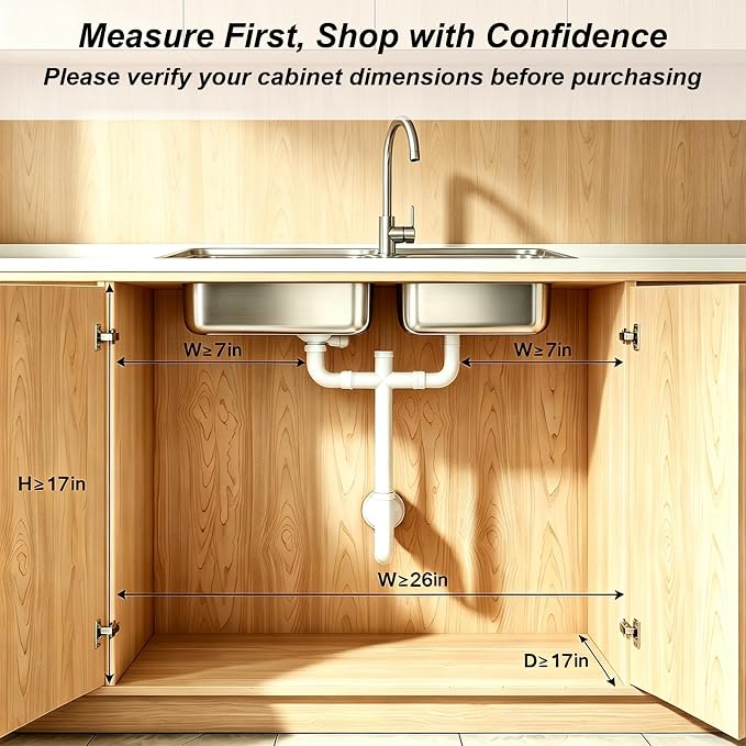 2 Pack Under Sink Organizer, 3-Tier Pull Out Kitchen Cabinet Organizer with 5 Adjustable Heights Metal Slide Out Bathroom Storage Makeup Drawer Rack for Bedroom Office Pantry Home Organization, White