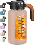 84oz Glass Pitcher with Lid and Handle Borosilicate Glass Water Jug/Carafe for Hot & Cold Beverages, 2.5Liter Large Pitcher with Silicone Sleeve & Wide Mouth, Fridge Safe for Iced Tea, Coffee, Juice