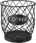 YINMIT K Cup Holder Organizer, Sturdy Coffee Pod Holder Organizer, 35 Kcup Large Capacity Storage Basket for Kitchen Counter and Office Desktop (Black-Circular)