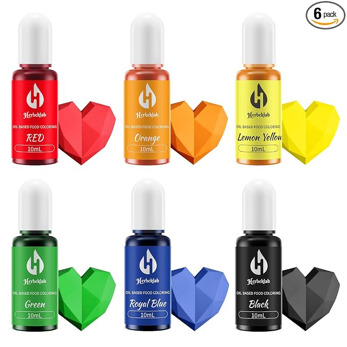 Oil Based Food Coloring for Chocolate 6 Colors x 10 ml Concentrated Oil Food Dye for Melting Chocolate, Candy Melts, Cake Pops, Strawberries - 6 Colors hot