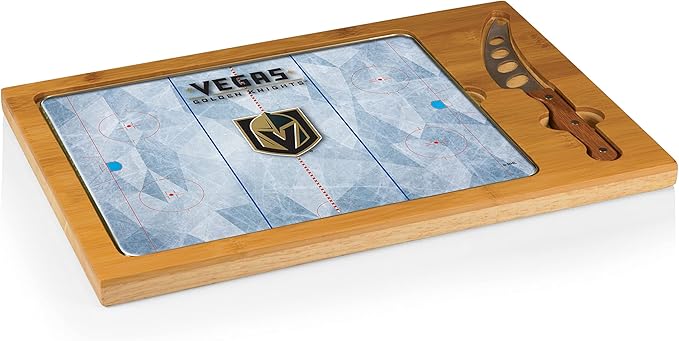 PICNIC TIME NHL unisex-adult NHL Icon Glass Top Cutting Board & Knife Set