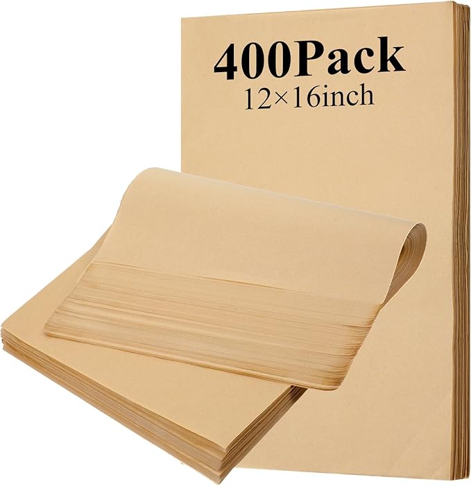 400Pcs Parchment Paper Sheets for Baking 12x16 Inch Non-Stick Precut Baking Half Sheet Parchment Paper Heavy Duty for Grilling Air Fryer Steaming Bread Cup Cake Cookie and More (Unbleached)