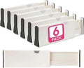 6 Drawer Organizer and Dividers, Organize Silverware and Utensils in Home Kitchen, Divider for Clothes in Bedroom Dresser, Designed to Not Snag Underwear and Bra Fabrics, Bathroom Storage Organizers