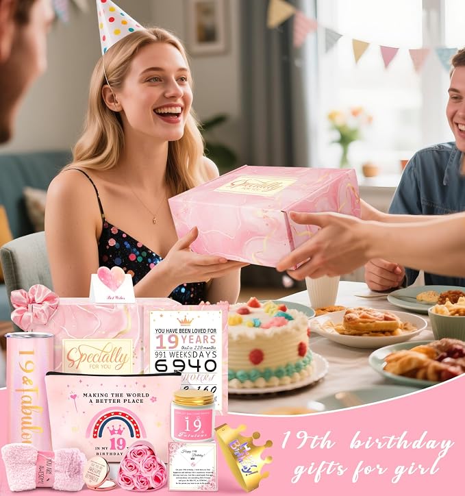Awfrky 19 Year Old Girl Birthday Gifts, 19th Birthday Gifts For Girls, Happy Birthday Gifts for 19 Year Old Female Daughter Niece Granddaughter Sister Her Girlfriend Bestie