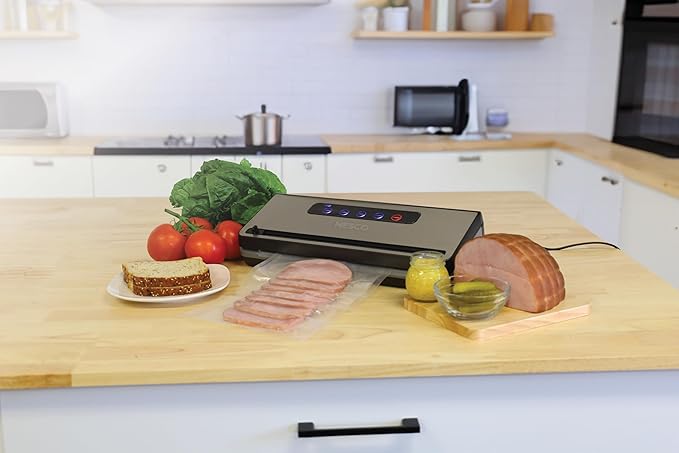 Nesco Preserve Plus Vacuum Sealer | Dry & Moist Modes | Built-in Bag Cutter & Roll Storage | 11.8" Seal Width | Includes 2 Rolls