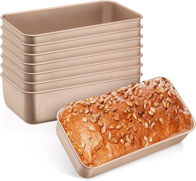 Leonyo 8 Pack Non-Stick 9x5IN Stainless Steel Bread Loaf Pan, Rose Gold | Metal Sandwich Bread Loaf Pans, Bread Pan Tins for Homemade Meatloaf Cakes Brownies Lasagnas, Dishwasher Oven Safe