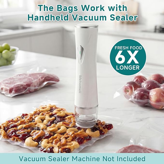 Reusable Vacuum Sealer Bags for Food – 30 BPA-Free Medium (11in × 10.2in) Food Storage Bags, Freezer Microwave Safe– Odor Resistant, Leak-Proof – Compatible with Handheld Vacuum Sealers