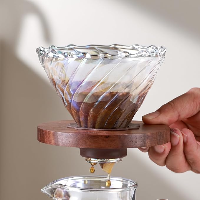 Bincoo Pour Over Coffee Maker&Dripper, Style Cone Filter + 600ml Glass Coffee Server, Manual Coffee Brewer Set, Reusable Coffee Filter Holder, Great Gift for Coffee Enthusiasts（Colorful）