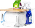 iCASA Trash Bag Dispenser Under Sink Organizer, 2-in-1 Acrylic Trash Bags Holder with Bamboo Lid, Holds Large Rolls up to 100 Count, Garbage Bag Storage Container for Kitchen, Pantry, Laundry Room