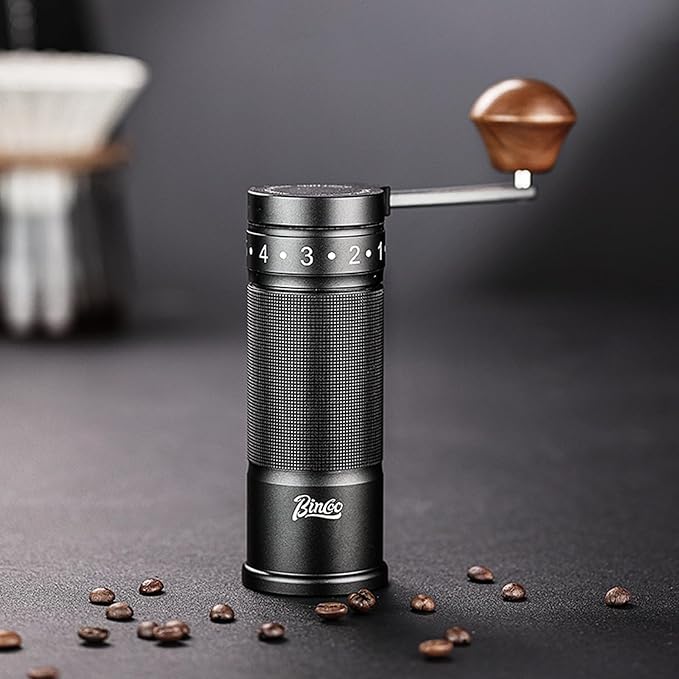 Bincoo Manual Coffee Grinder Manual Foldable Handle– Espresso Hand Coffee Grinder Burr,Compact and Portable for Home/Travel/Camping (Black)