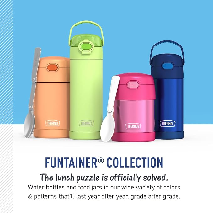 THERMOS FUNTAINER 16 Ounce Stainless Steel Vacuum Insulated Bottle with Wide Spout Lid, Frozen