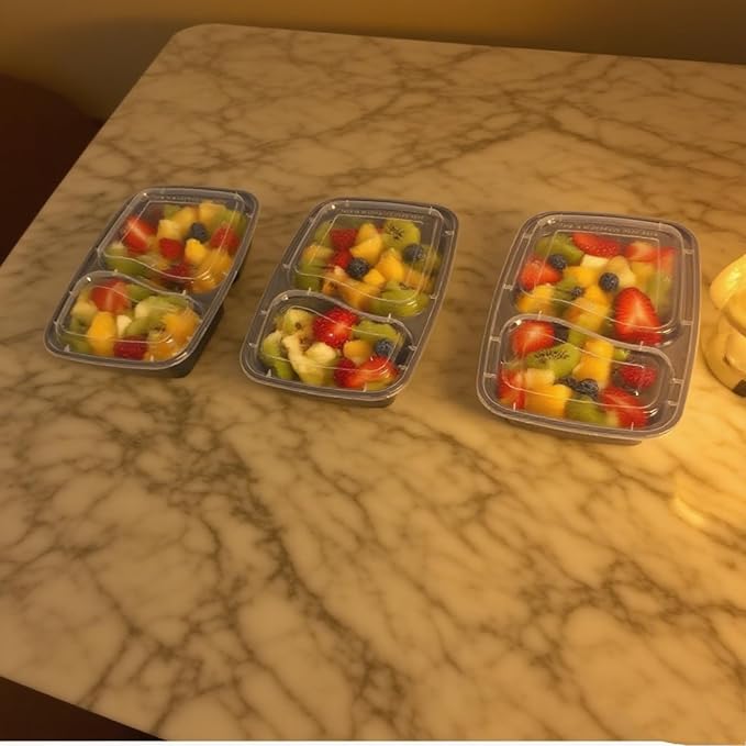 100pc 28 Oz 2-Grid Meal Prep Containers Disposable, Plastic to go food containers With Lid, Take Out food Containers Disposable, Reusable Food Storage Containers,Microwave Freezer Dishwasher Safe