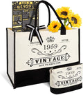 YeohJoy 67th Birthday Gifts for Women Canvas Tote Bag Travel Gear, Unique 67 Years Old Birthday Gifts for Mom Aunt Friends Wife Sister Her, Vintage 1959 Handbag & Cosmetic Bag & Back in 1959 Poster
