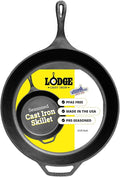 Lodge Seasoned Cast Iron Skillet - PFAS-Free, Non-Toxic Cookware - Use with an Oven, Stove, Grill, or Campfire - Naturally Non-Stick & Oven Safe - 13.25 Inches