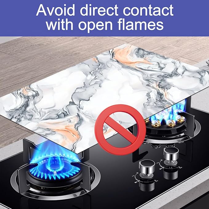 HOMETITUTE Stove Top Cover Diatomite Mat 28x20 Inch Marble Stovetop Covers Protector Heat Resistant Coffee Mat Kitchen Countertop Pad Laundry Surface Cooktop Cover Decor