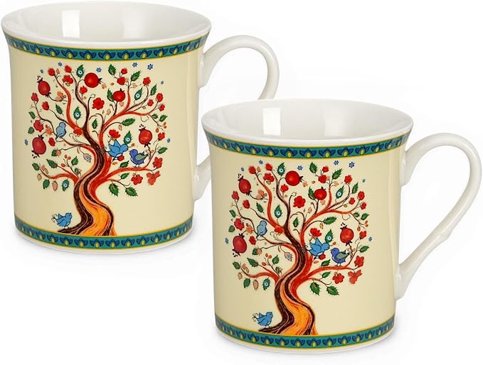 STP GOODS Porcelain Mug 13.5 fl. oz. - Set of 2 in Gift Box Coffee Cup, Gift for Women and Men (Tree of Life)