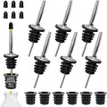 6PCS Bottle Pourer with Adapters, Oil Pourer Spout with Rubber Dust Caps, Stainless Steel Liquor Pour Spout, Speed Pourers for Alcohol, Olive Oil, Bartender Accessories