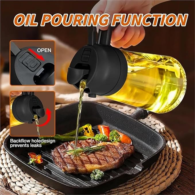 Oil Sprayer, 2-in-1 Sprayer Pourer Oil Empty Bottle Plastic Container Dispenser Vaporizer Kitchen Barbecue Camping Cooking Utensils,for Kitchen, Air Fryer(1Pcs White)
